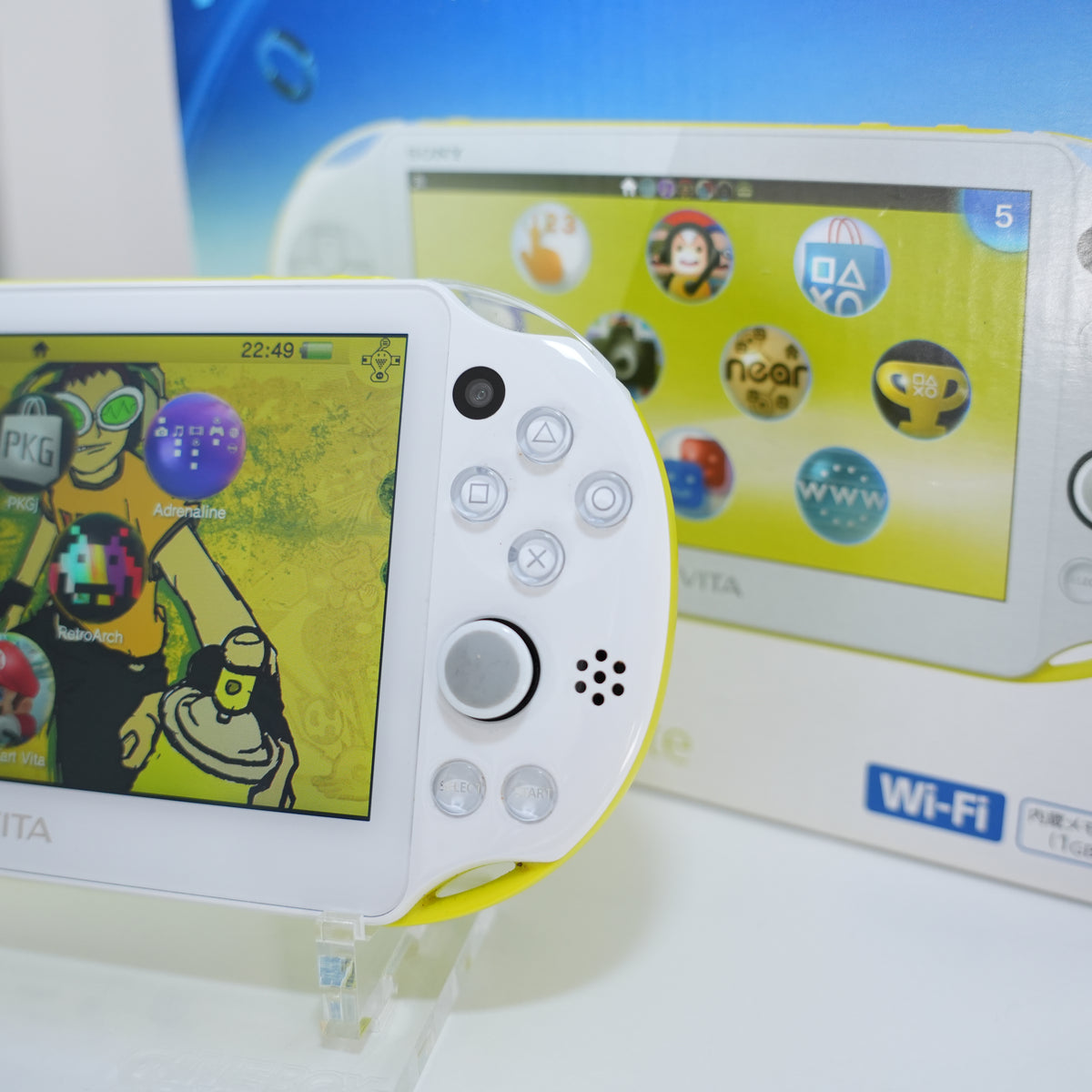 PlayStation Vita - moko mama 2k PS VITA | Lime Green & White | MODDED w/ 256gb SD Card
