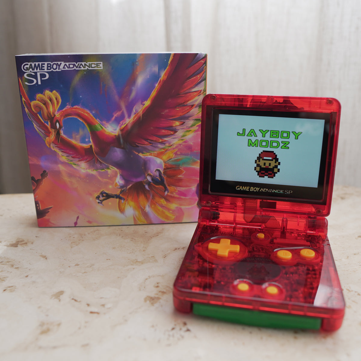 NEW HO-OH Themed GBA SP IPS Screen Mod w/Box! – JAYBOYMODZ