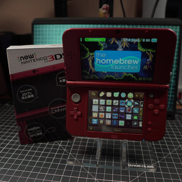 3DS XL! | RED | MODDED w/ 128gb SD card IPS Top Screen!