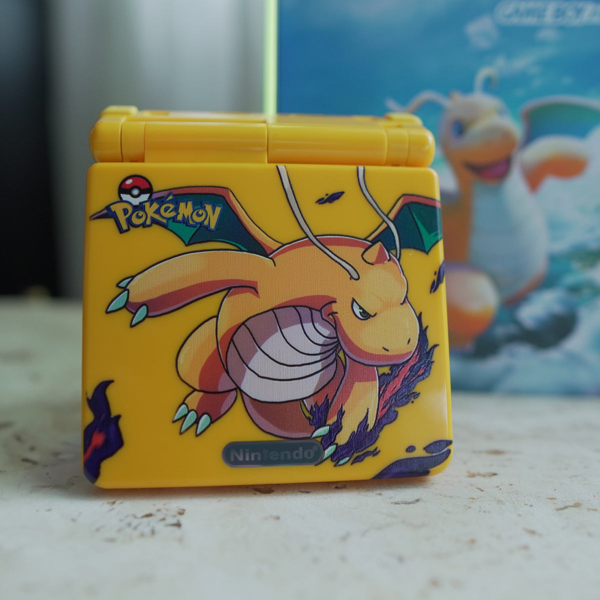 NEW DRAGONITE Themed GBA SP IPS Screen Mod w/Box! โ JAYBOYMODZ