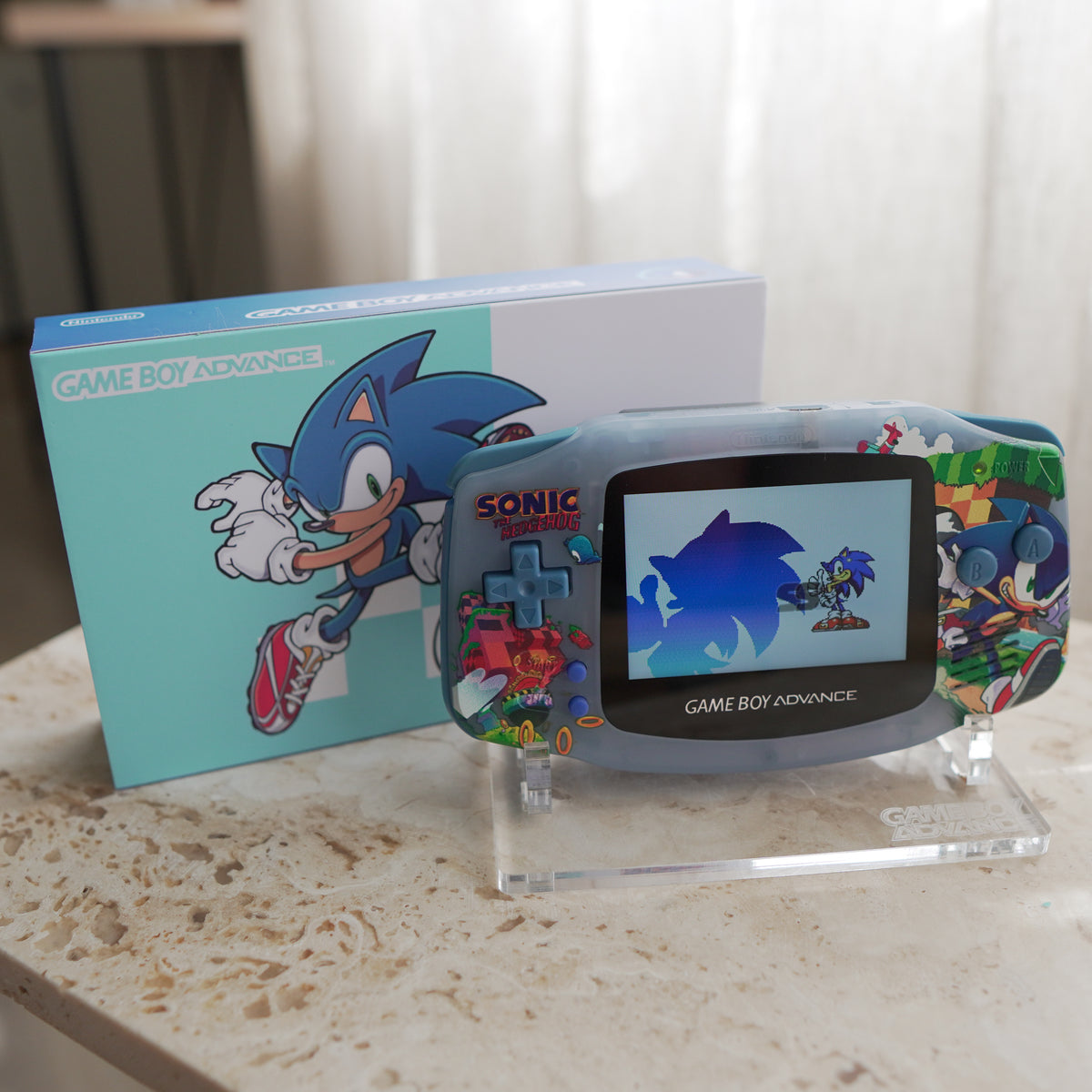 NEW SONIC Themed GBA IPS Screen Mod W Box JAYBOYMODZ New sonic themed gba ips screen mod w box jayboymodz