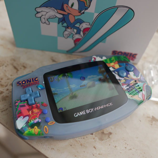 NEW SONIC Themed GBA IPS Screen Mod W Box JAYBOYMODZ New sonic themed gba ips screen mod w box jayboymodz