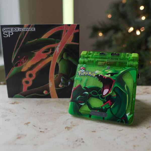 NEW RAYQUAZA Themed GBA SP IPS Screen Mod w/Box!
