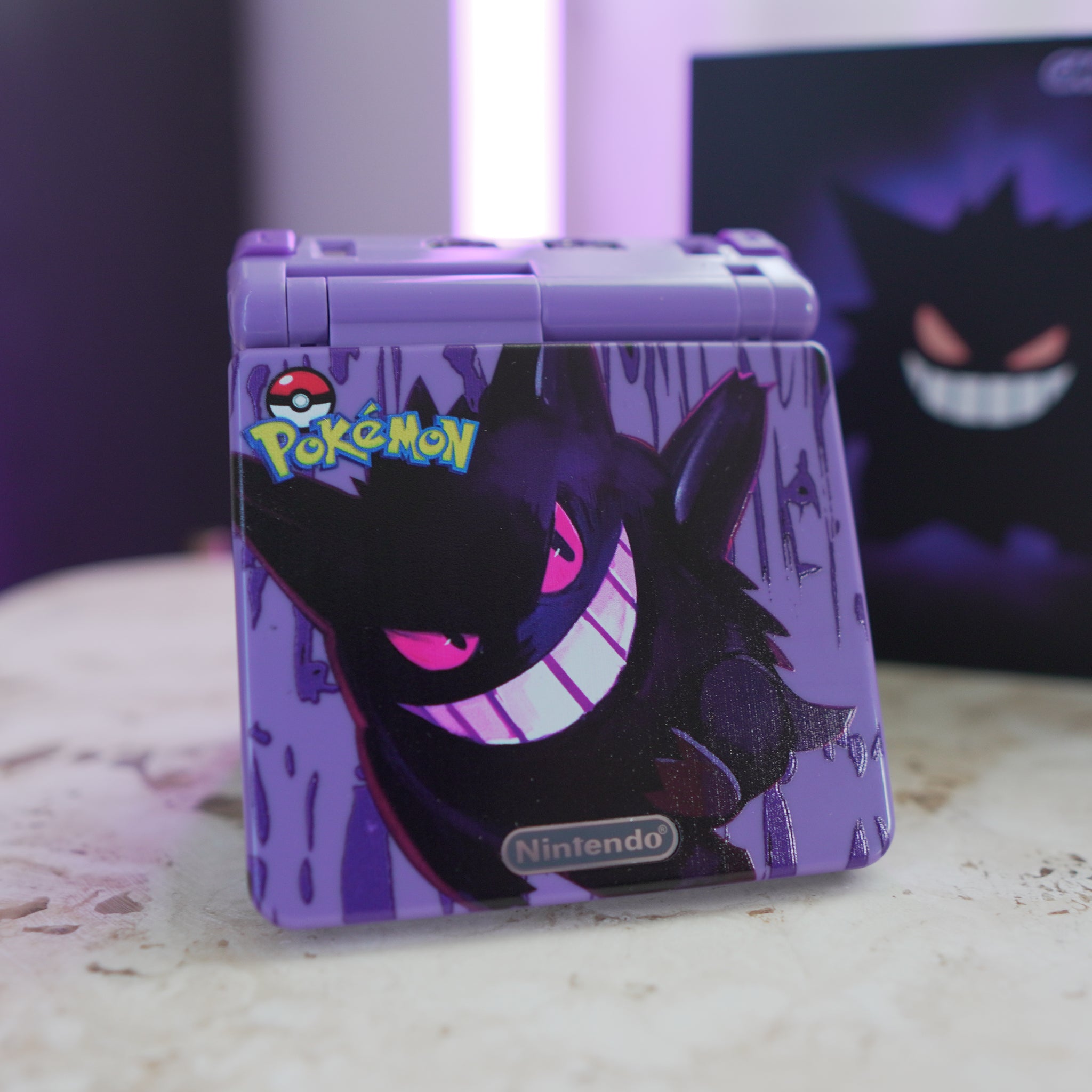 Gengar Gameboy Color Shell NEW GENGAR Themed GBA SP IPS Screen Mod w/Box! – JAYBOYMODZ