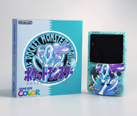 NEW Suicune Themed GBC with Q5 Light up Logo  IPS Screen Mod w/Box!