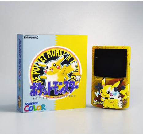 NEW Pikachu Themed GBC with Q5 Light up Logo IPS Screen Mod w/Box!